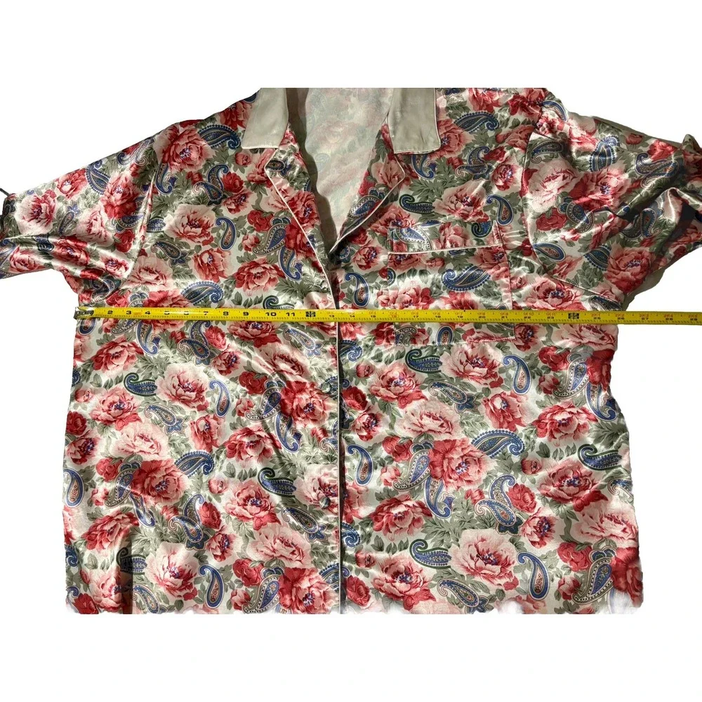 Floral Robe Roses & Paisley LS Buttons Collar Daford XL Cottagecore EUC Lounge